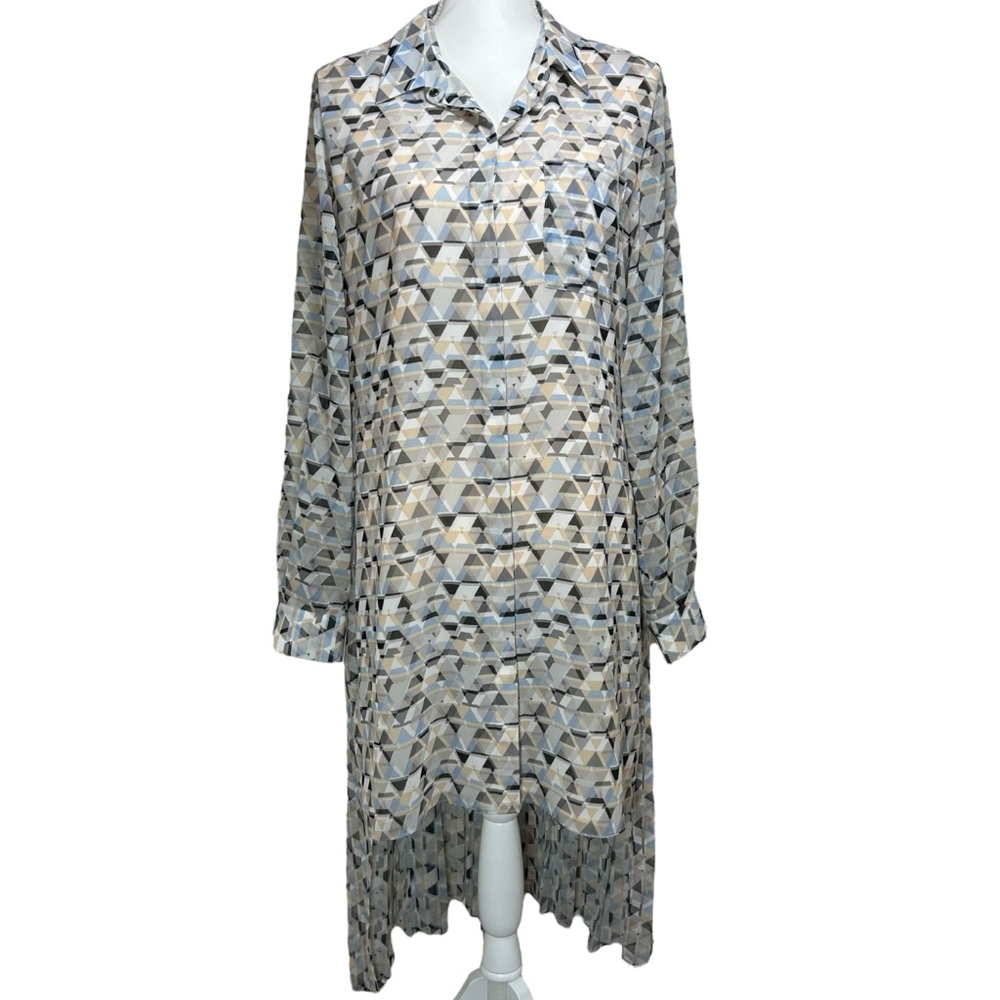 CO+CO by Coco Rocha Coral Dress Geometric Print Button Shirt Dress Size 10‎
